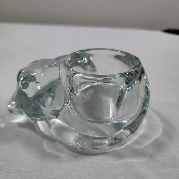 Vintage Indiana Glass Crystal Heavy Solid Sleeping Cat Votive Candle Holder - Picture 11 of 11